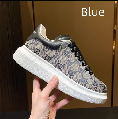 McQueen Women's  New Versatile Embroidered Canvas Shoes Korean Style Trendy Casual Men's Shoes Breathable Lift-Off Shoes
