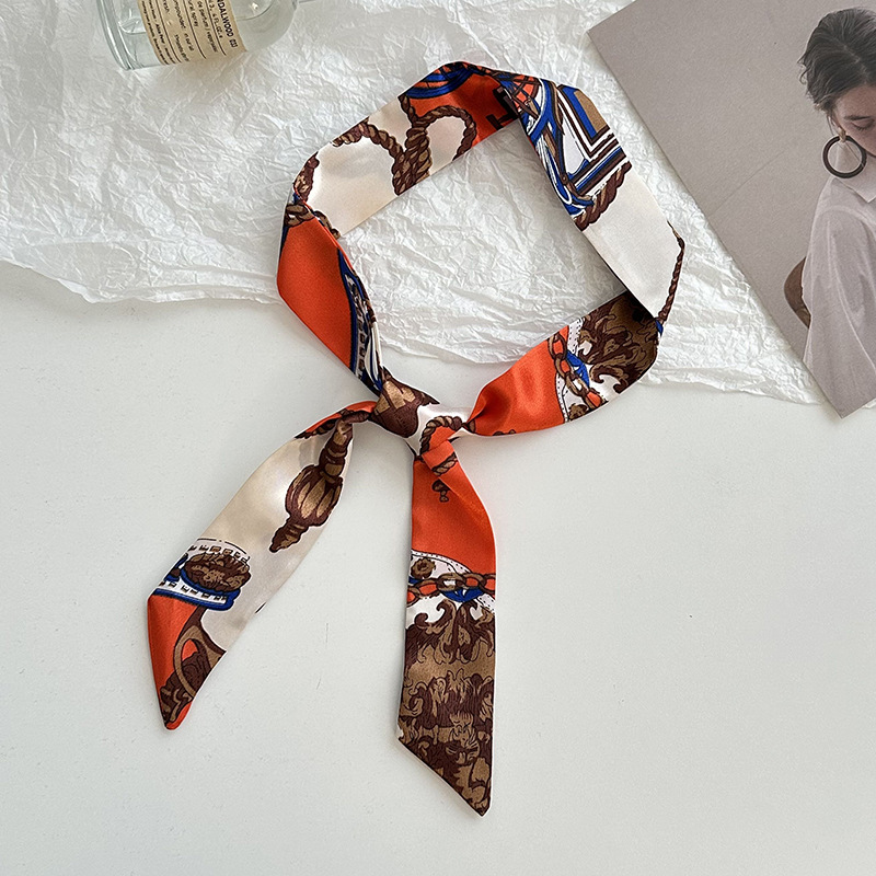Bufanda de seda, tira larga, sentido de alta gama, nueva moda, todo-fósforo, diadema, cinturón para el cabello, bolso para el cabello, cinturón para el pañuelo multiusos