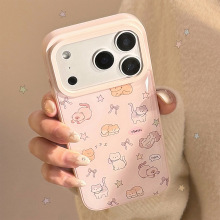 猫咪乐园苹果17promax手机壳16滴胶粉卡通15适用iPhone13华为三星