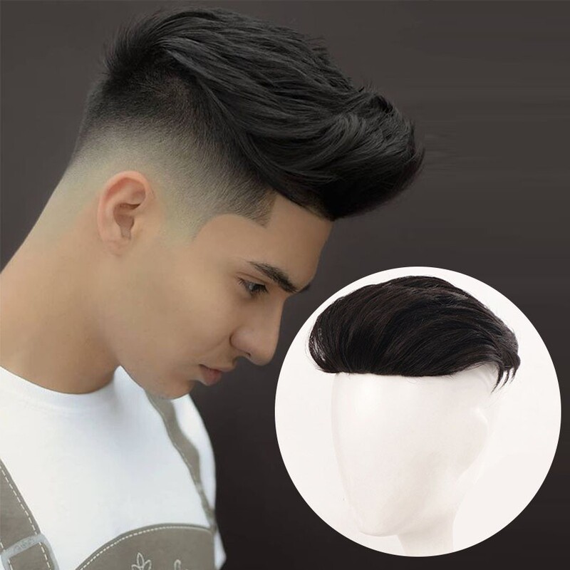 かつらの男性のショートヘアのファッションの大きい背中のステルスの自然なシミュレーションの額のはげていることを補います。|undefined