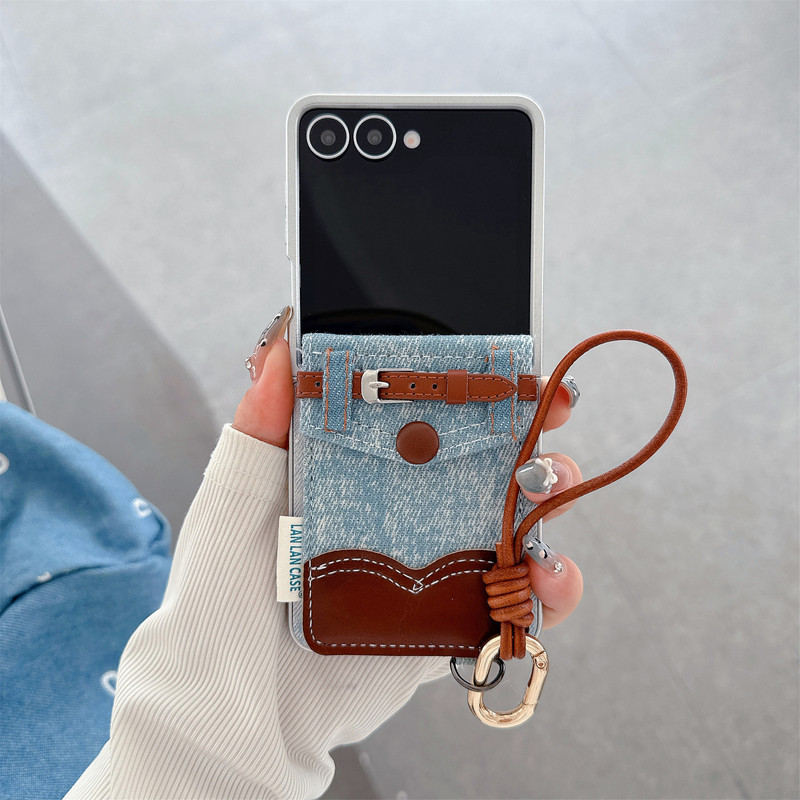 Suitable for Samsung Z Flip7 Mobile Phone Case Denim Card Holder Lanyard Zflip 40% off Stacked Screen Protective Cover Zflip5/4 Suitable for Samsung Z Flip7 Mobile Phone Case Denim Card Holder Lanyard Zflip 40% off Stacked Screen Protective Cover Zflip5/4