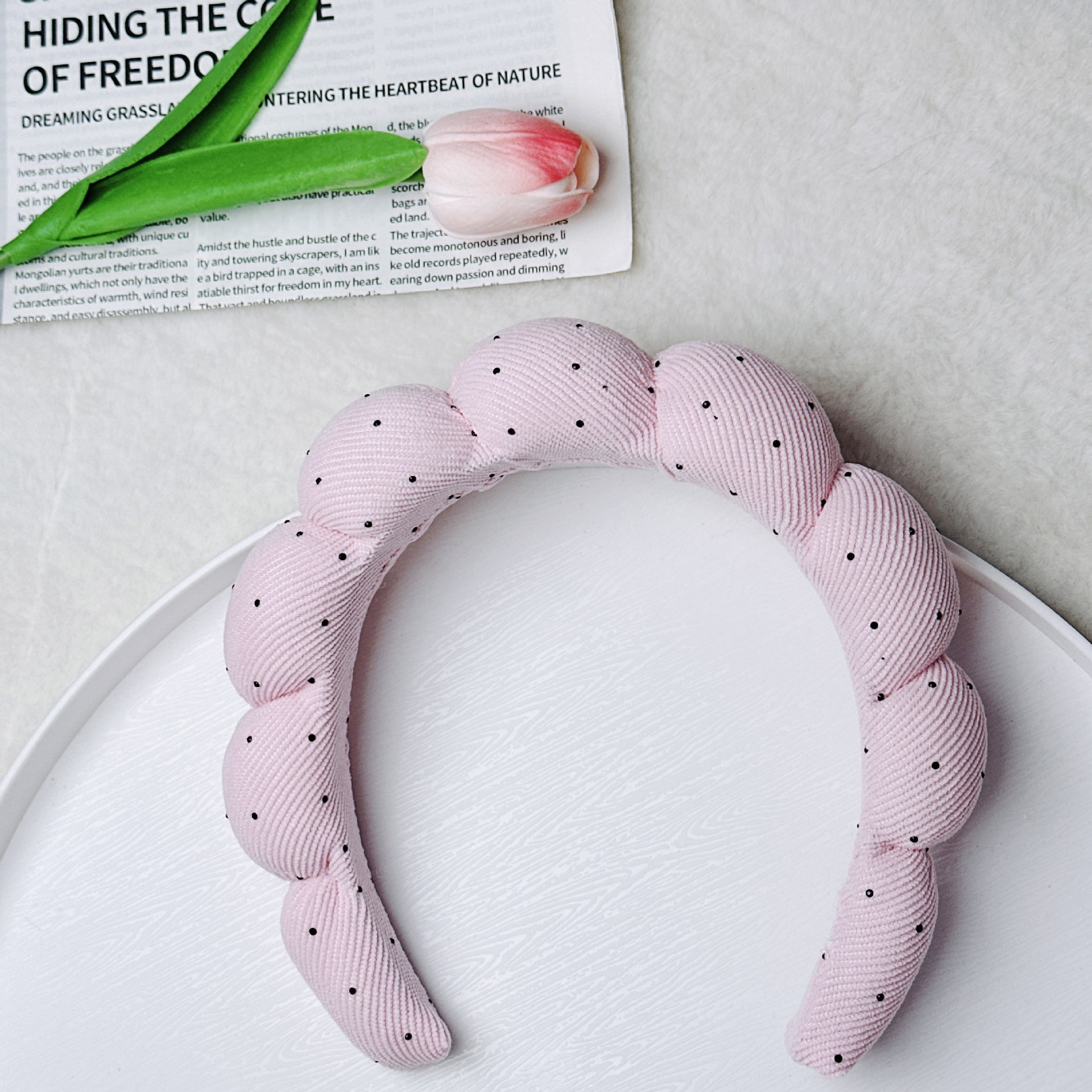 Diadema de Esponja tipo Nube de Tela para Lavado de Cara