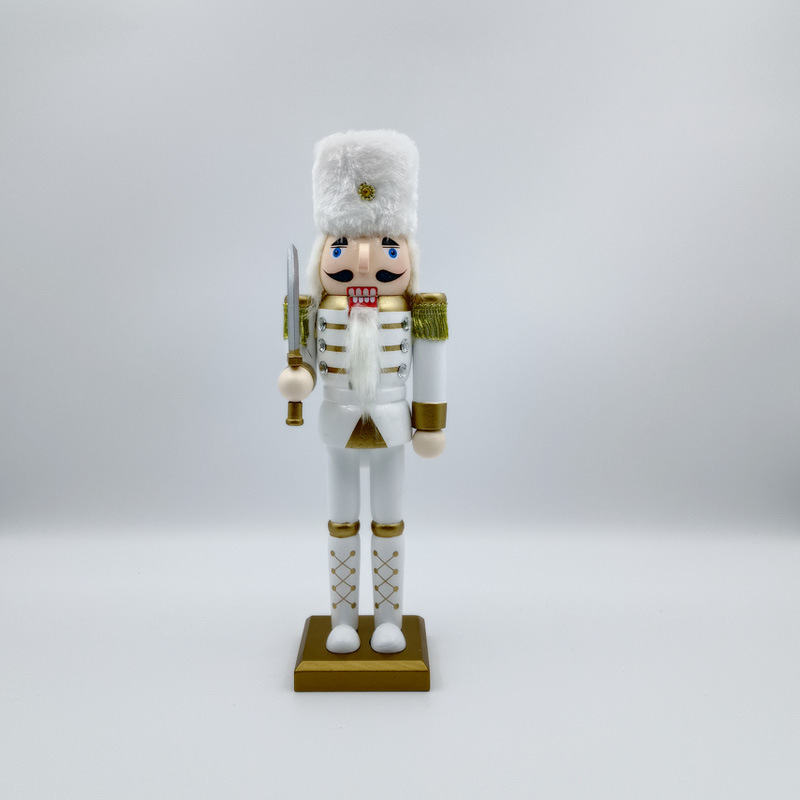 King Soldier 2024 nueva serie navideña de 12 pulgadas Cascanueces oro blanco decoración navideña hogar europeo