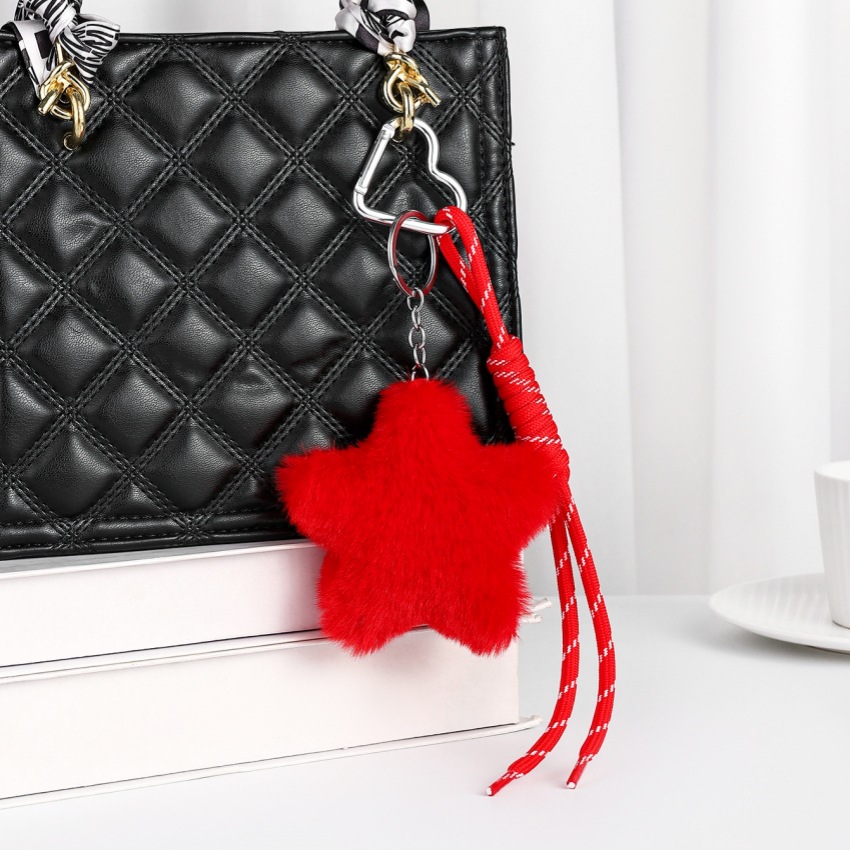 18g Weight Bag Charms Bag Accessories Type Heart Clasp Closure Clasp Closure Type 1 Piece Quantity Daily Occasion Plush Material Unisex Festival Star Pattern Cute Style 1 Piece Plush Star Heart Clasp Closure Bag Charms 5