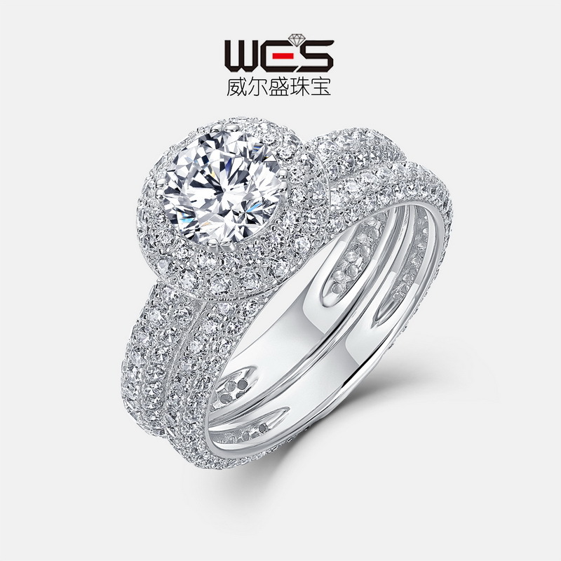 Especial transfronterizo para el anillo de diamantes de moissanita brillante y brillante femenino S925 plata industria pesada anillo de diamantes de color con incrustaciones completas anillo combinado moda