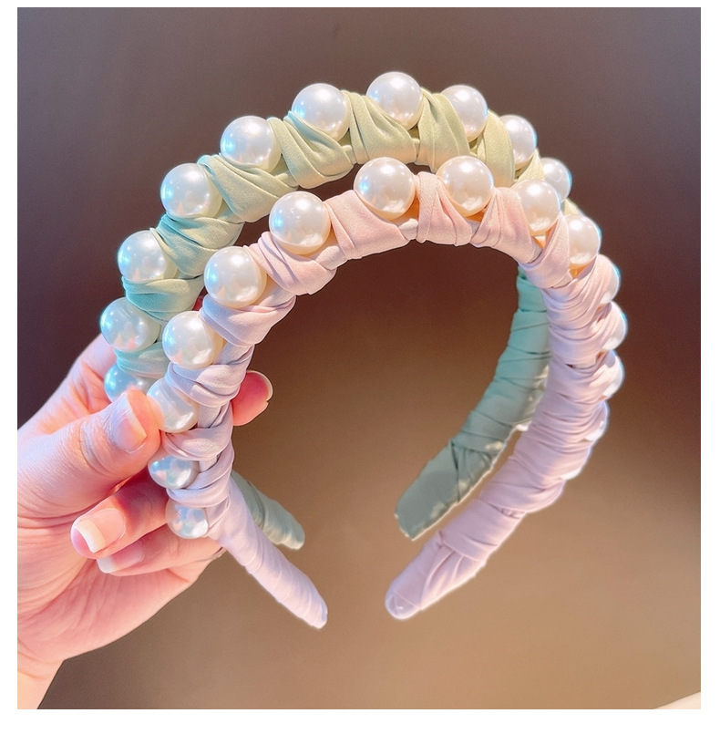 Korea Solid Color Geometric Pearl Headband Wholesale display picture 4