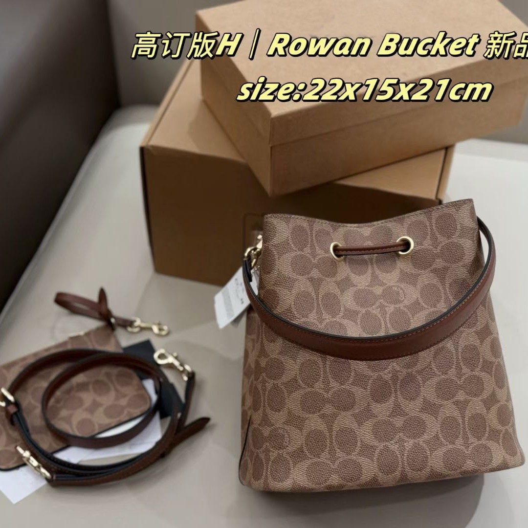 Rowan22 Drawstring Bucket Bag Vintage Versatile Large Capacity Underarm Shoulder Bag Crossbody Bag