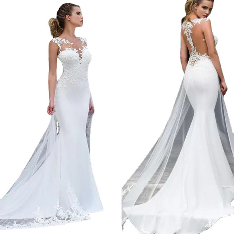 El Comercio Exterior de Europa y América Amazon AliExpress deseo estación independiente Nueva fishtail adelgazamiento Delgado temperamento vestido novia largo