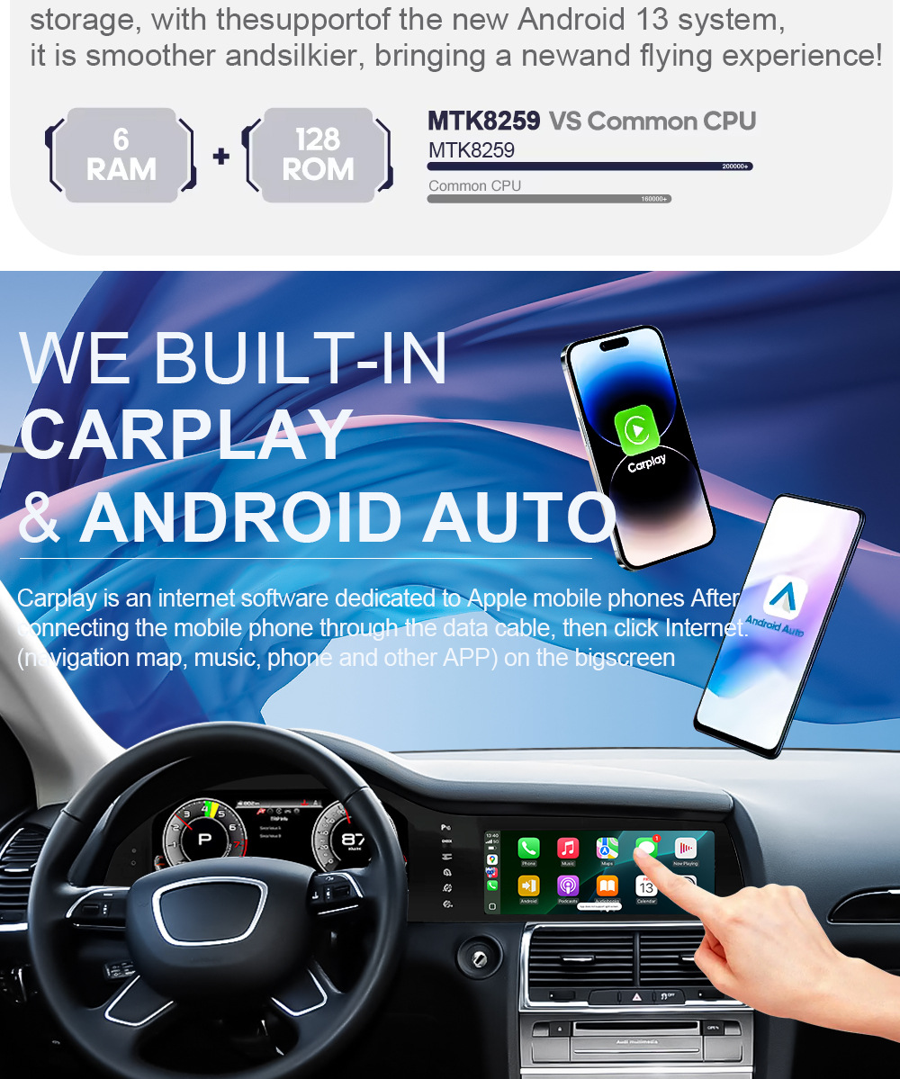Suitable for Audi Q7 Lcd Instrument Navigation Screen 05-15 Central Control Car Large Screen Navigator Android System