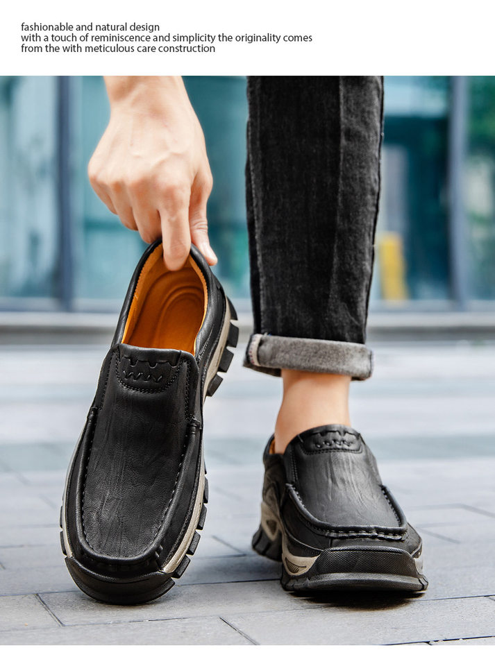 Giày da nam cỡ lớn mũi tròn đế bằng, giày dã ngoại leo núi thường ngày — 55330 màu kaki, 55330 màu đen, 55330 nâu đỏ, 55331 màu kaki chi tiết 5