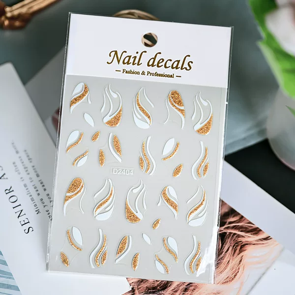 New glitter girl nail art stickers golden silver line art powder 3D adhesive waterproof nail stickers