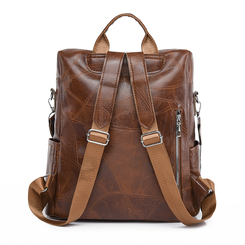 Transfronterizo 2023 nueva mochila multifuncional de cuero suave para mujer retro casual simple y versátil mochila de gran capacidad marea