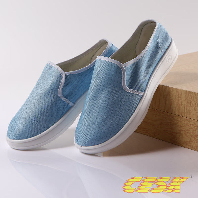 PU加厚软底无尘洁净鞋条纹帆布中巾鞋防尘静电鞋洁净室无尘车间用