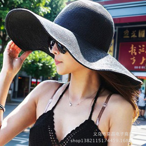 Korean summer grass hat, Hawaiian sun hat for women, beach hat, outdoor sunshade large brim hat