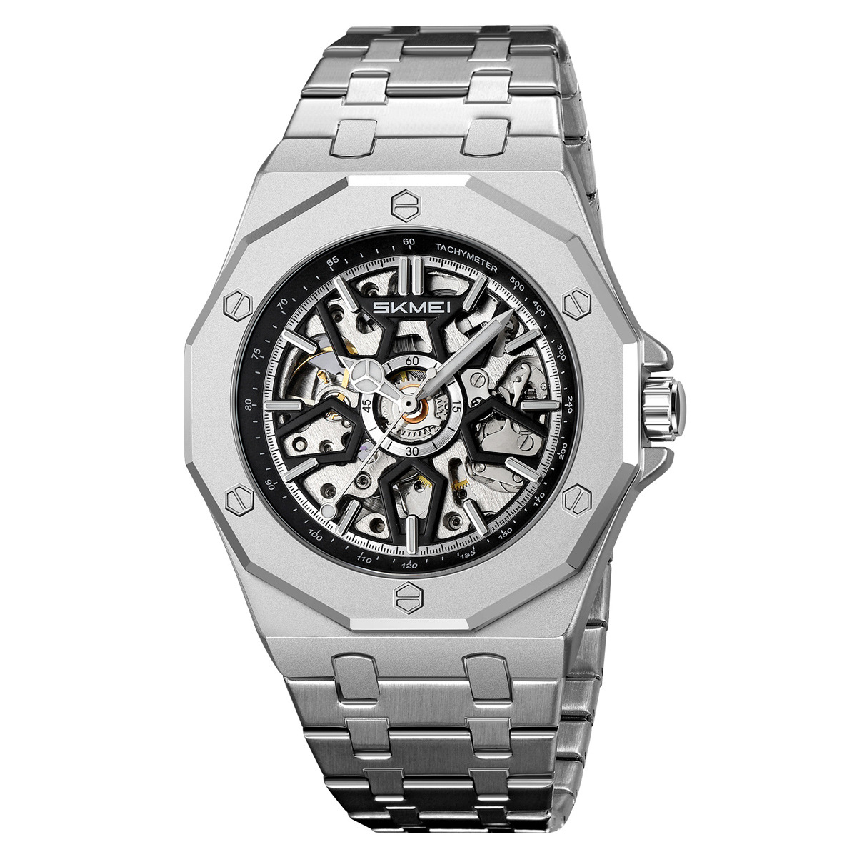 Reloj mecánico agujerado de ocho ángulos al aire libre impermeable relojes de pulsera de hombre al por mayor personalizados en el extranjero suministro especial