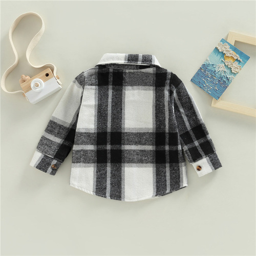 Cotton Plaid Shirt Jacket for Infant and Toddler: Kid's Baby Boy and Girl