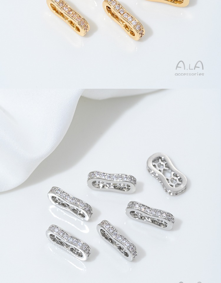 14K Gold-Filled Double-Row and Triple-Row Spacer Beads Peanut Diamond Ring Spacer DIY Pearl Bracelet Necklace Jewelry Accessory Materials