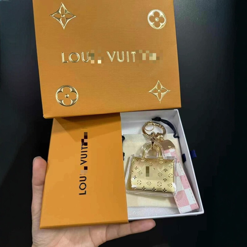 Lv Bag with Gold Pendant, Gold Phone Charm, Jewelry Bag Accessory, Keychain, Live Gift