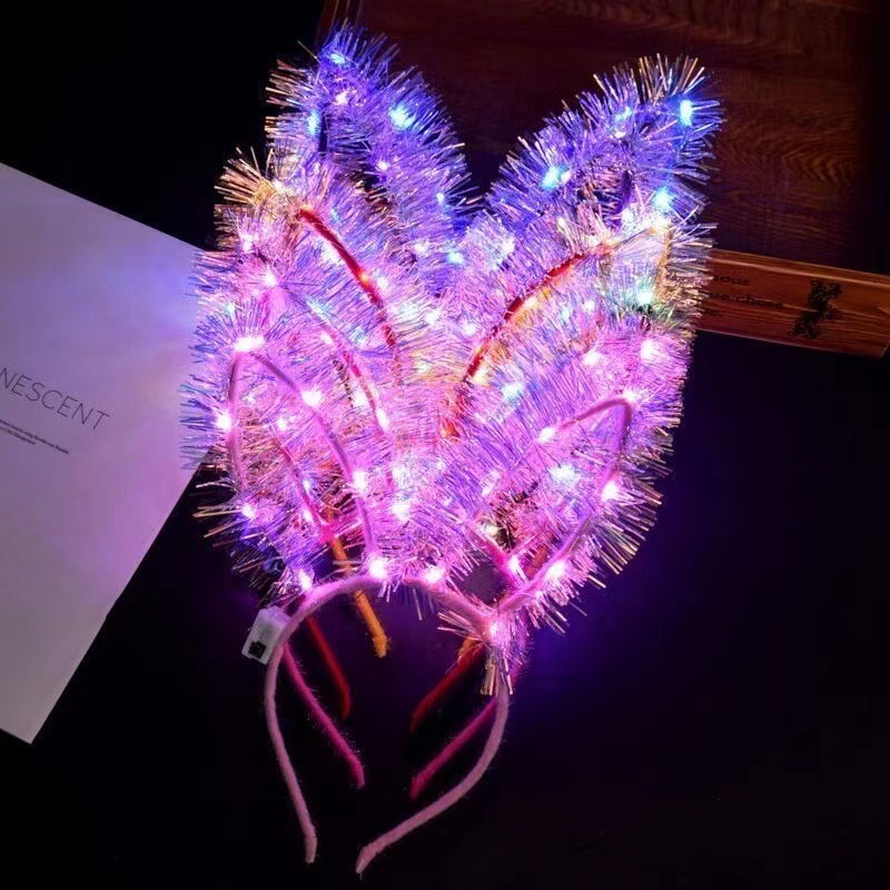 Diadema con Orejas de Conejo con Luces, Diadema Brillante para Puestos de Mercado Nocturno, Juguetes Brillantes para Niños al por Mayor