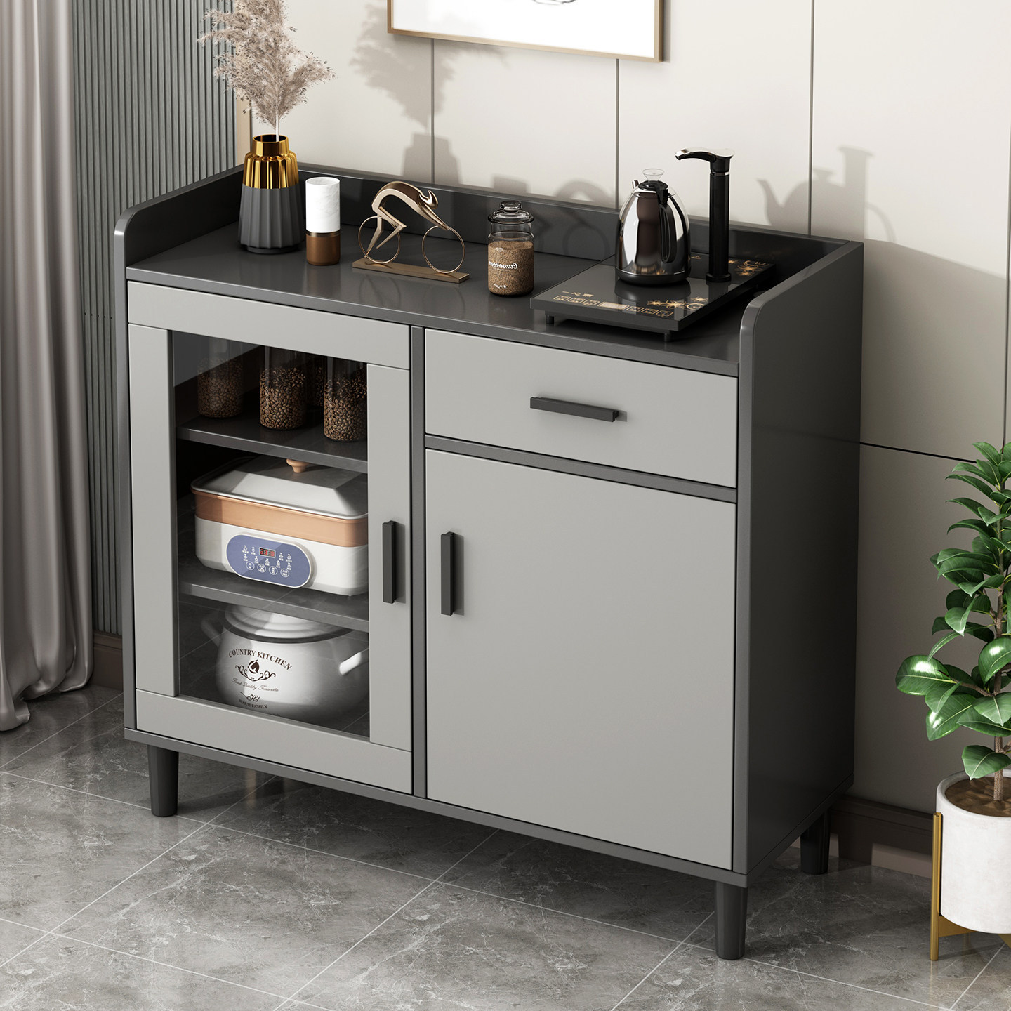 Modern Minimalist Sideboard Against the Wall, Integrated Storage Cabinet, Living Room Storage Cabinet, Tea Cabinet, Household Storage Cabinet, Standing Cabinet