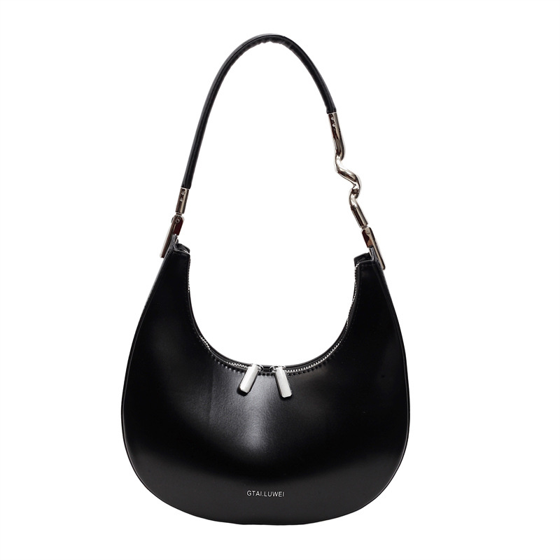 Niche Silver Faux Leather Crescent Underarm Bag For Women, Trendy 2024 New Large Capacity Single Shoulder Moon Bag - Thumbnail 5