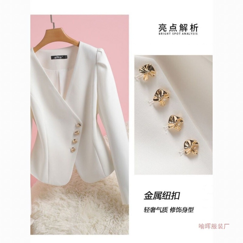 Collarless Blazer for Women, Spring and Autumn 2026 New Style, Puff Sleeve Blazer with a Stylish Design, Short Long-Sleeve Suit That Flatters the Figure Collarless Blazer for Women, Spring and Autumn 2026 New Style, Puff Sleeve Blazer with a Stylish Design, Short Long-Sleeve Suit That Flatters the Figure