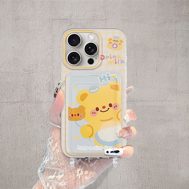 Cute Butter Bear Suitable for Apple 17Promax Mobile Phone Case Iphone14 Lanyard 13 Card Holder 12 Soft Case 11 Cute Butter Bear Suitable for Apple 17Promax Mobile Phone Case Iphone14 Lanyard 13 Card Holder 12 Soft Case 11
