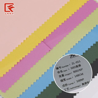 加工定制50D高弹涤纶面料 秋冬可裁剪羽绒服里料50D高弹涤纶面料