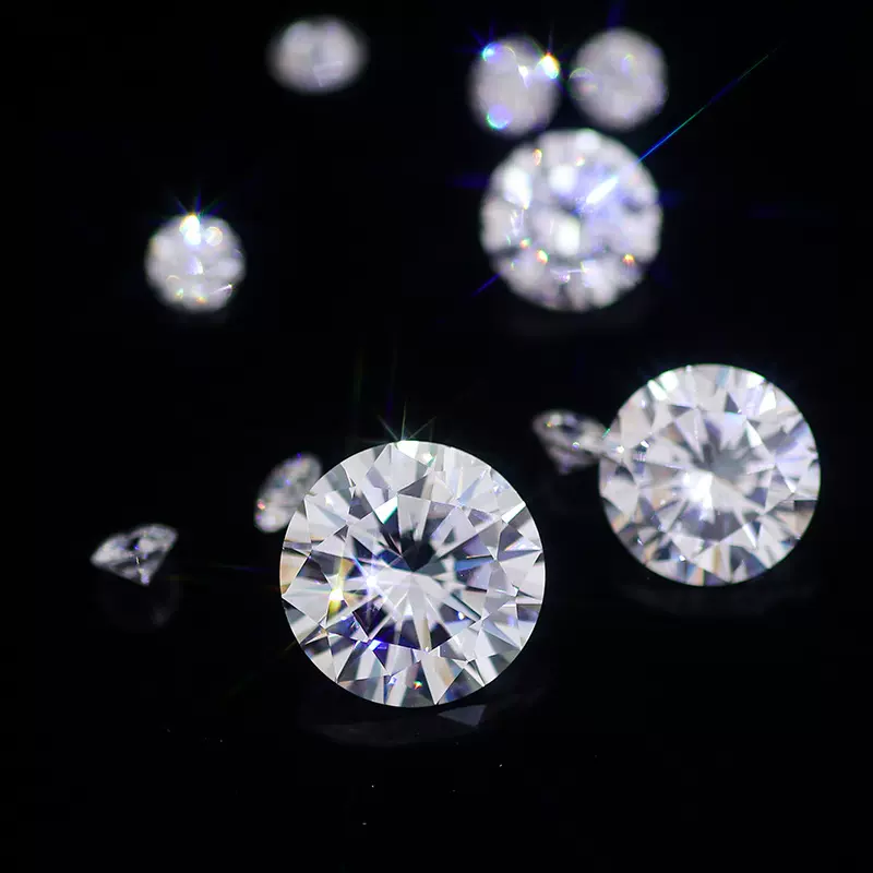 工厂源头 1克拉圆形EF色莫桑裸石  金银首饰主莫桑石八心八箭批发