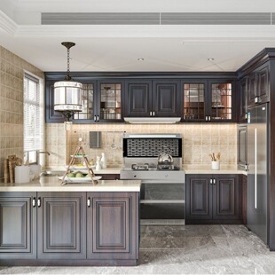 Shunde furniture factory direct supply source factory kitchen cabinet solid wood paint cabinet door multi-layer board cabinet
