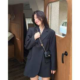 新款早春廓形黑色西装外套女设计感气质宽松显瘦休闲西服