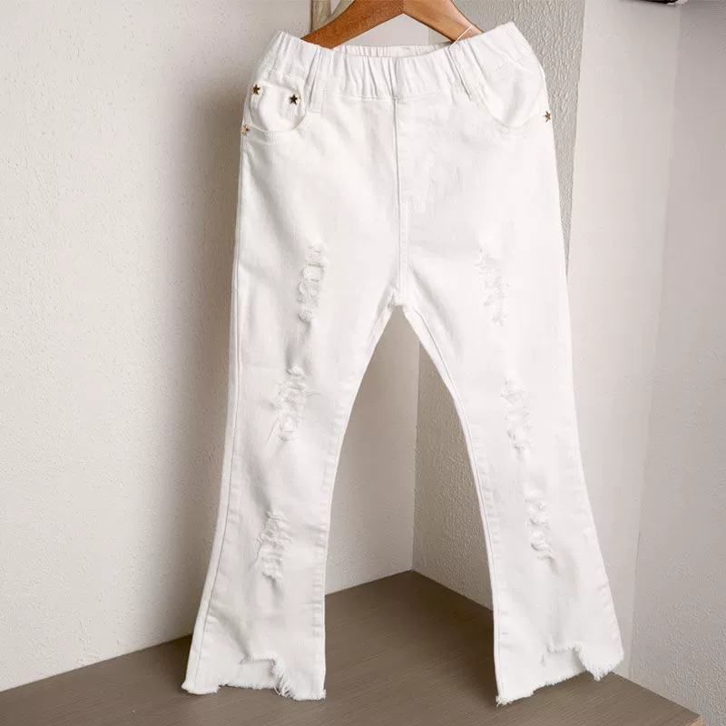 Расклешенные брюки для девочек в весенне-осеннем стиле, эластичная талия, подходят для детей старшего возраста, весенний наряд, тонкие и очень милые черно-белые детские брюки.