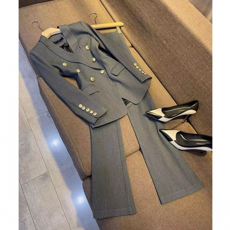 Women's Clothing Light Mature Style Outfit Set Temperament Slim Fit Suit Jacket Casual Pants Two piece Set _voghion.com