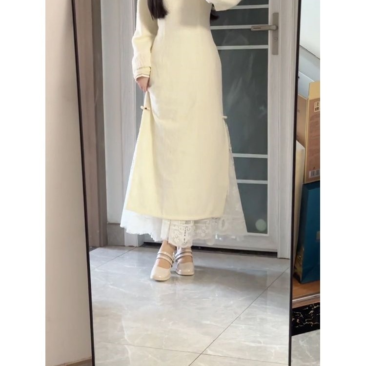 中国风加绒加厚改良旗袍少女年轻款秋冬装优雅气质保暖连衣裙日常|undefined