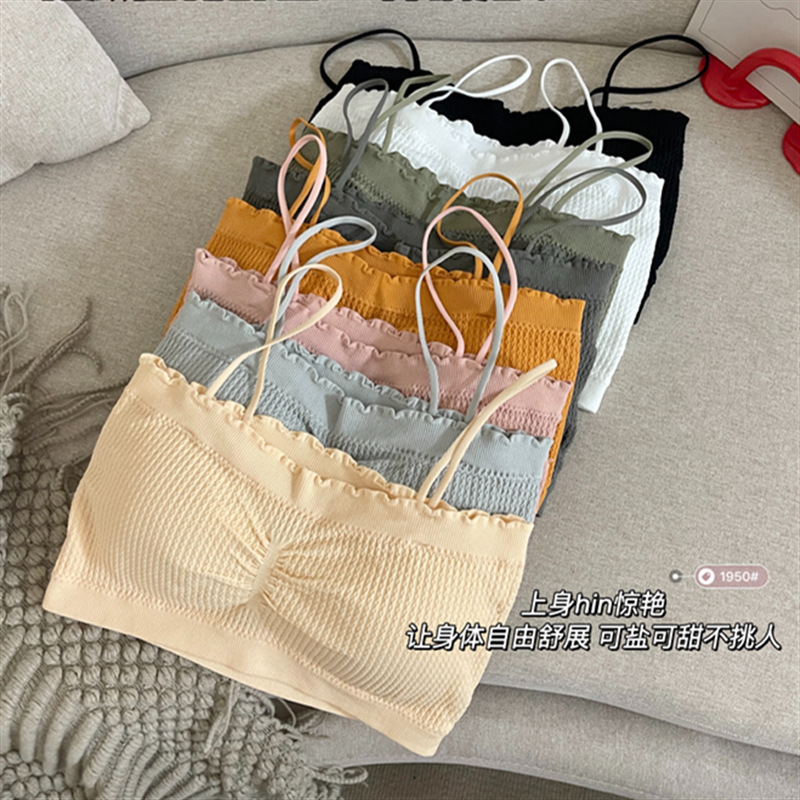 Seamless Thin Shoulder Strap One-word Beautiful Back Sling Bra Wrapping Chest Strapless Bra with Chest Pad Base Flat Mouth Underwear Bra Seamless Thin Shoulder Strap One-word Beautiful Back Sling Bra Wrapping Chest Strapless Bra with Chest Pad Base Flat Mouth Underwear Bra