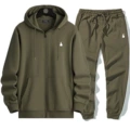 Military green zipper suit white