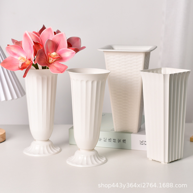 プラスチック植木鉢ヨーロッパスタイル肥厚白緑大根鉢植え蘭胡蝶蘭バルコニーガーデニング水耕植木鉢|undefined