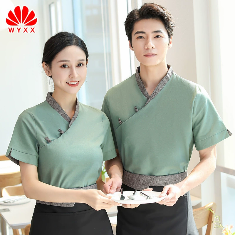 Гостиничная рабочая одежда летняя женская китайская ресторанная кухня Чайный домик горячий горшок Ресторан фермерский дом официант рабочая одежда с коротким рукавом Новинка