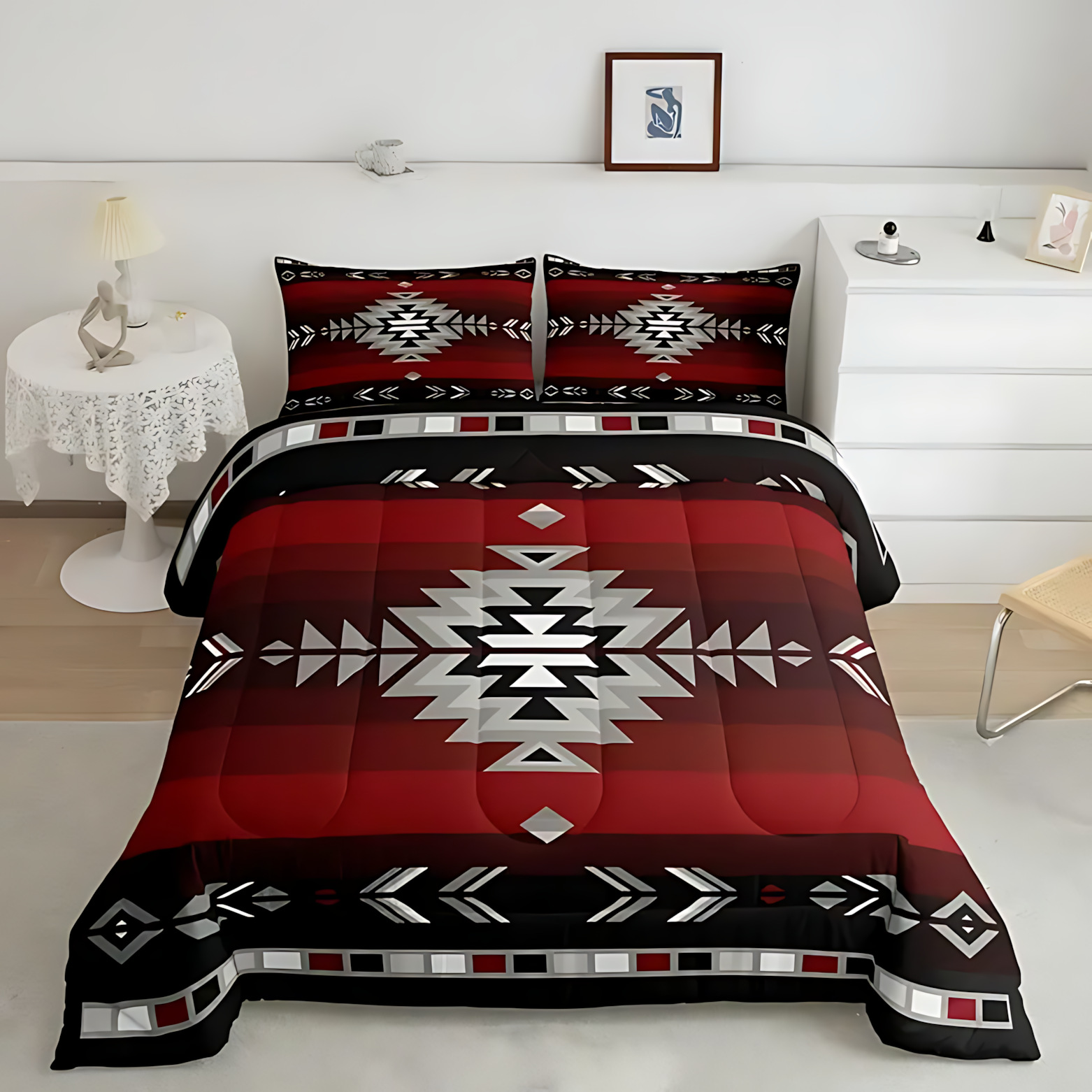 TEMU / JIT impresión digital 3D transfronteriza estilo occidental colcha de cama set fuente de fabricación