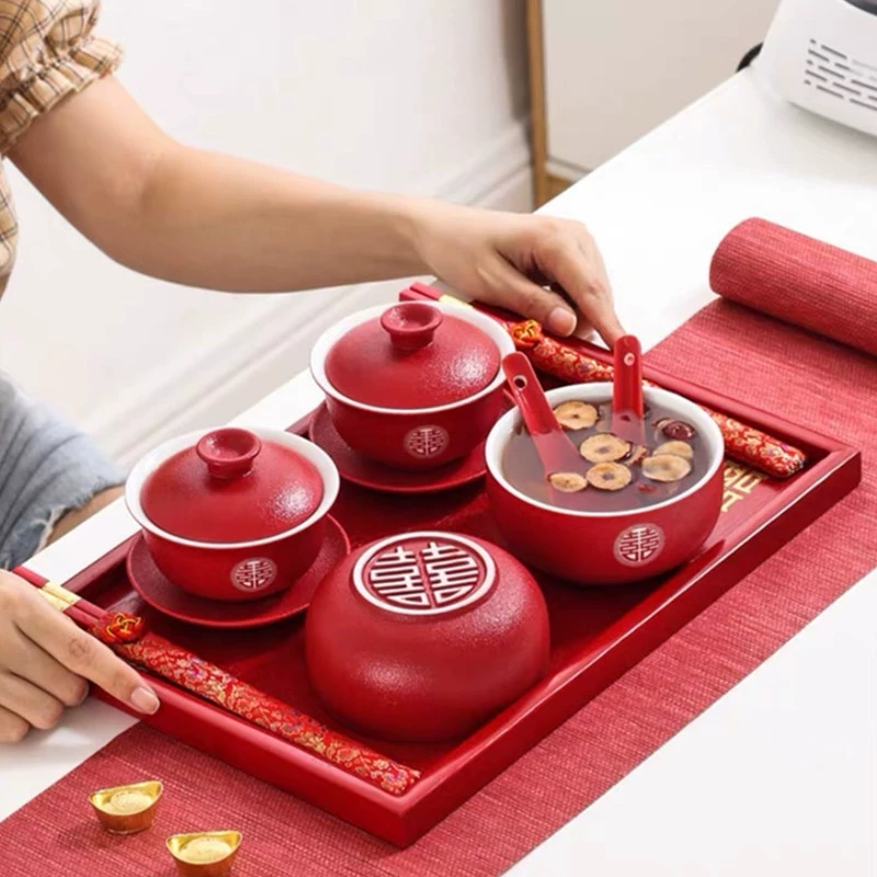 Набор свадебных чашек для чая Пара красных чаш для чаш