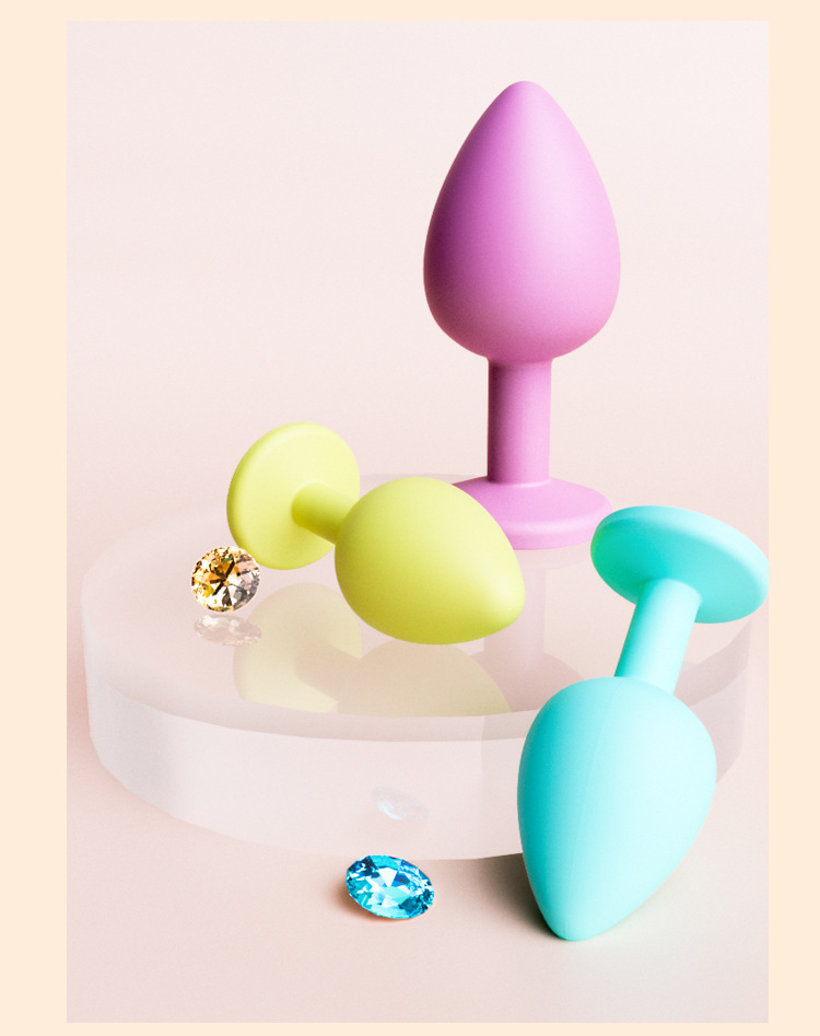 Anal Plug with Tail Design, Soft Gel, Black, Small Round Base — detail image 27