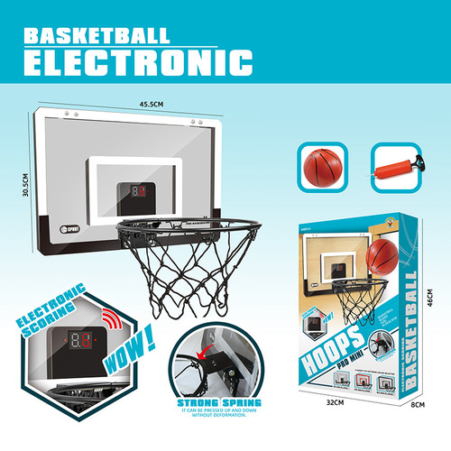 Scoreboard Basketball Hoop Indoor Door Wall Dual-Purpose Basketball Rim with Thickened EVA Shockproof and Explosion-Proof Basketball Trainer