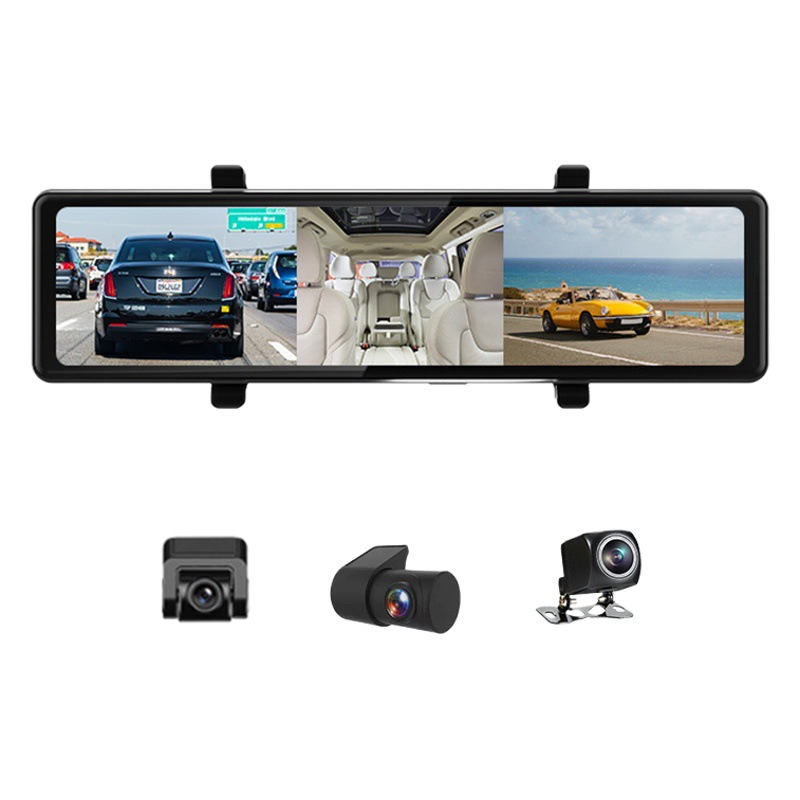 Nuevo 12-inch 4K HD CARPLAY Bluetooth FM WIFI GPS que sigue el registrador del vehículo doble 34 lente