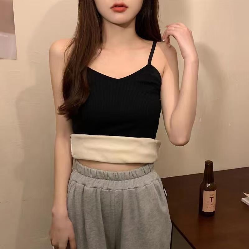 여성을위한 열 조끼 2024 내부 착용 두꺼운 벨벳 순수 코튼 바닥 가을, 겨울 새로운 서스펜더 속옷 여성 탑