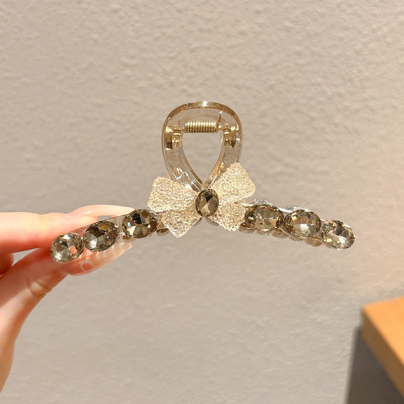 Elegante e squisito fermaglio per capelli floreale 2024 Nuovo modello Fermaglio per capelli con strass di alta gamma per donna, clip a squalo per la parte posteriore_voghion.com