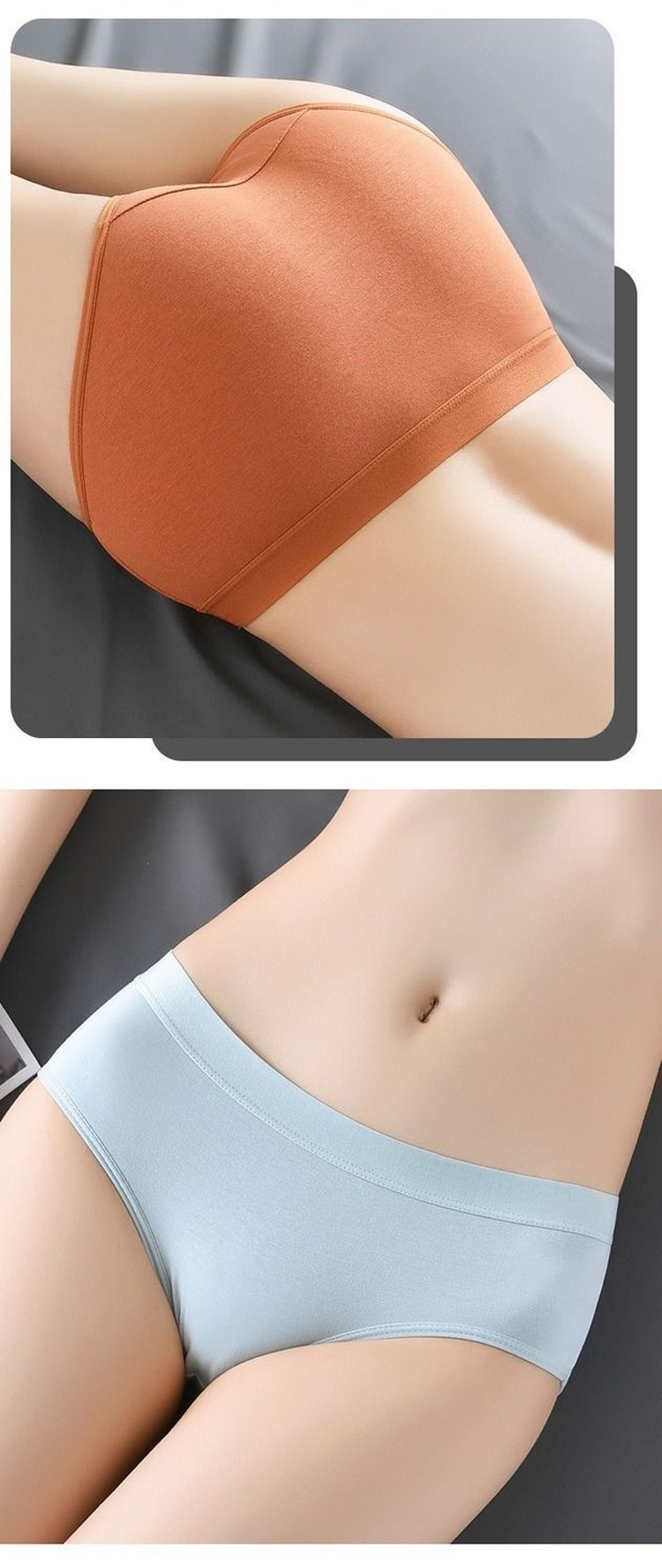 Solid Color Breathable Anti-seam Mid Waist Briefs Panties display picture 1