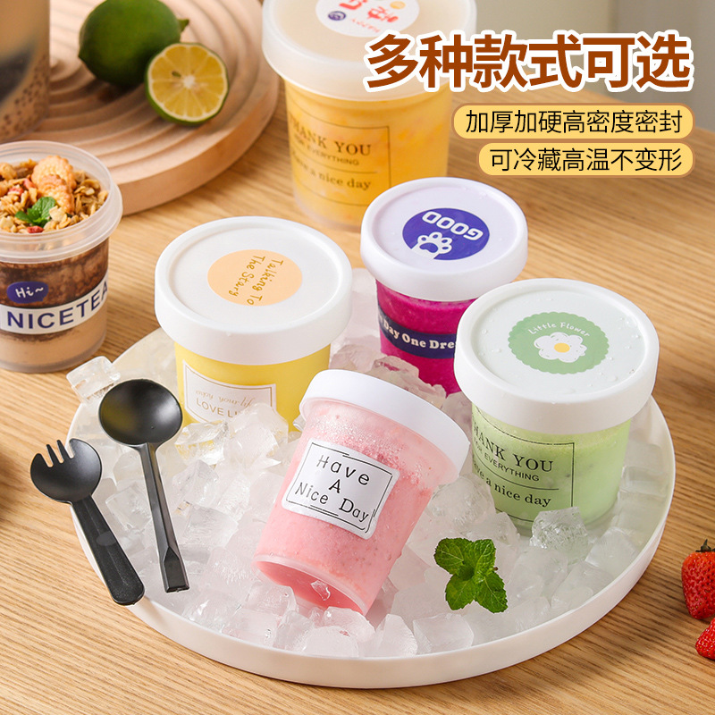 Taza de pudín desechable doble cuenco especial de leche gelatina postre taza de yogur de coco taza de helado