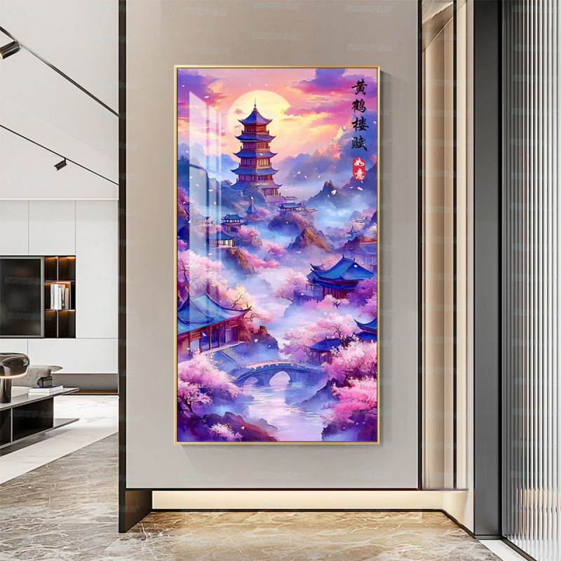 Mona Lisa Real bordado cruzado torre de grúa amarilla con un nuevo estilo simple y hermoso paisaje chino bordado a mano pintura decorativa image 8