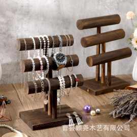 复古多层首饰展示架 木质手镯手链架托 实木手串架发箍首饰展示架