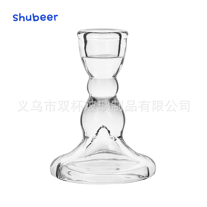 北欧ins风高脚小烛台杆蜡烛杯创意餐厅气氛布置玻璃烛台卧室点缀
